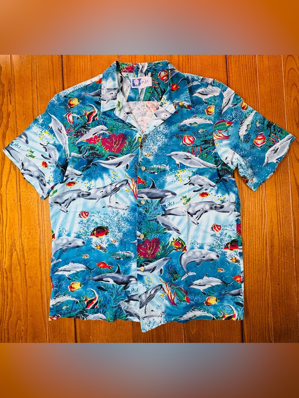 Vintage RJC Hawaiian Shirt — Ocean Life Print — XL